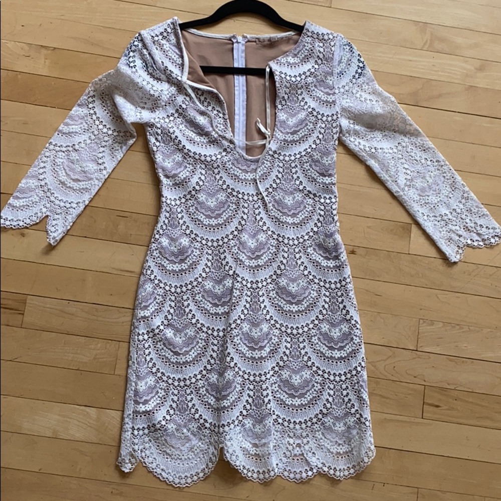 For Love & Lemons white lace mini dress